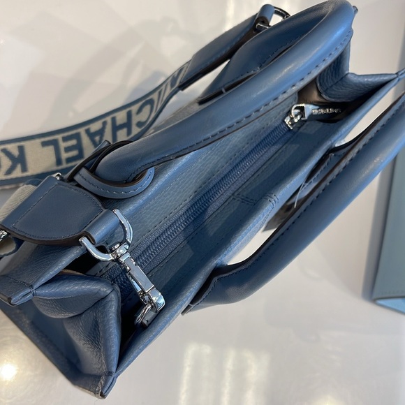 Michael Kors Mirella Small Pebbled Leather Shopper Top Zip Crossbody XBODY Tote - Picture 6 of 16